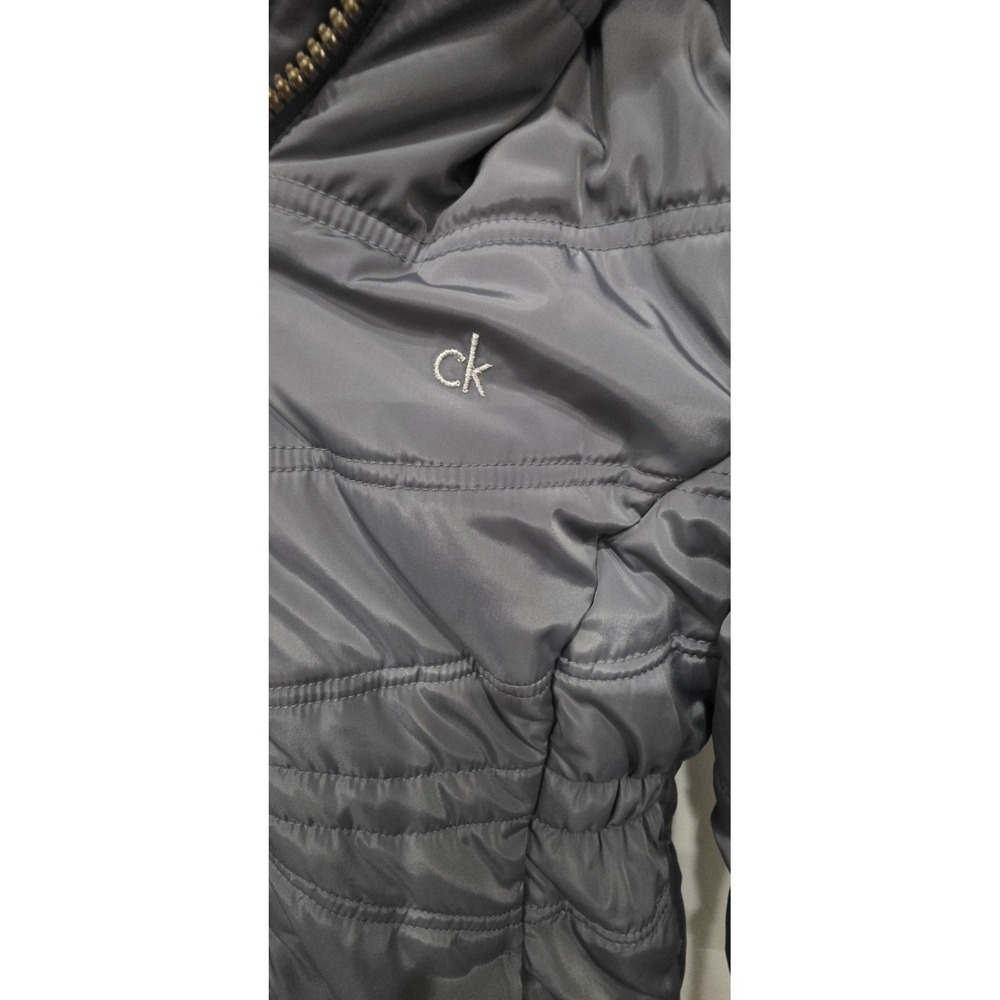 Calvin Klein Girls' Aerial Long Puffer Jacket Faux Fur Hood Lining Grey size M - Picture 8 of 9
